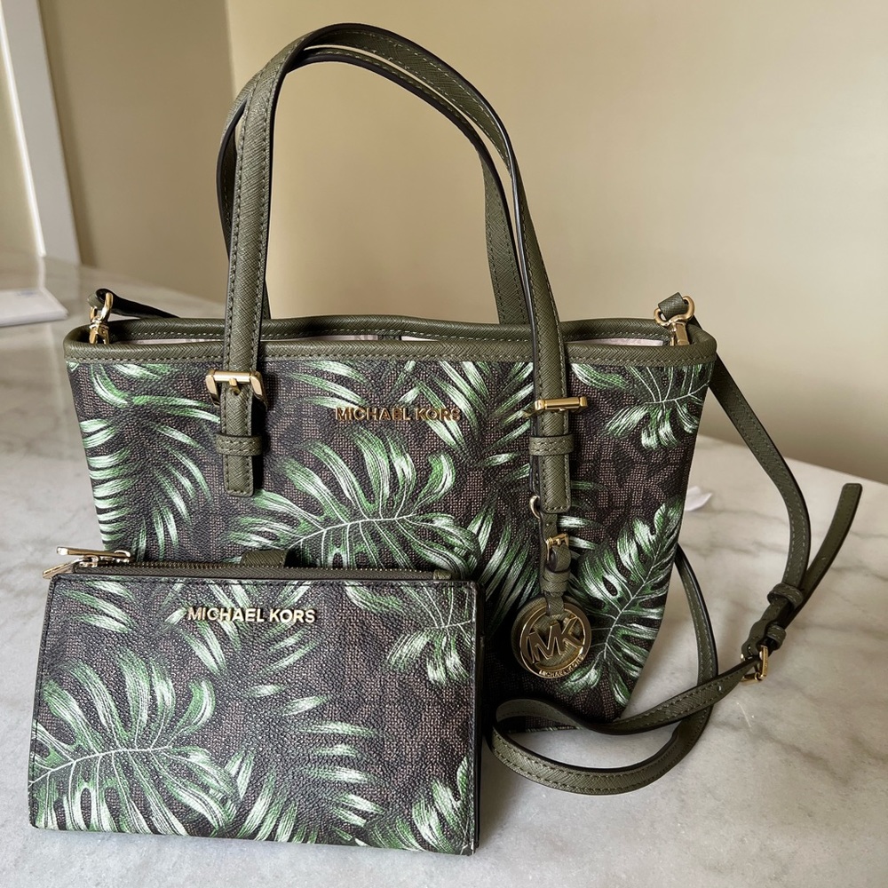 Michael Kors Palm Green Handbag and Wallet
